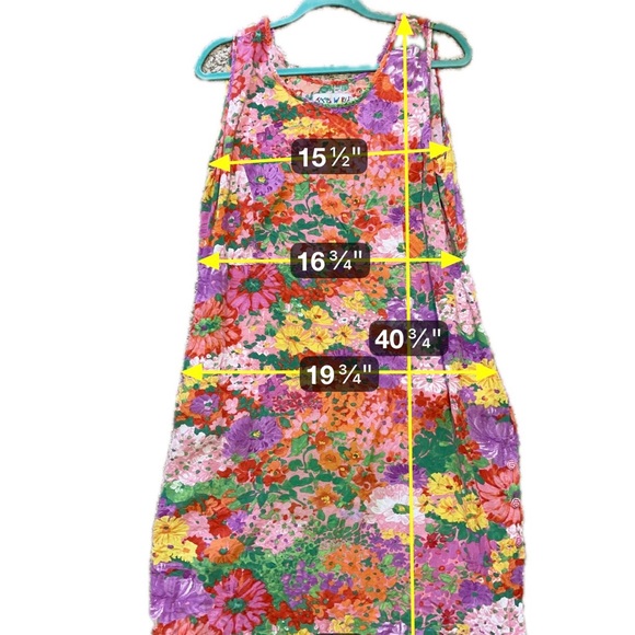 Vtg Jams World Floral Shift Dress Hawaiian Cotton Sleeveless Artsy Boho Y2K XL - Picture 9 of 9